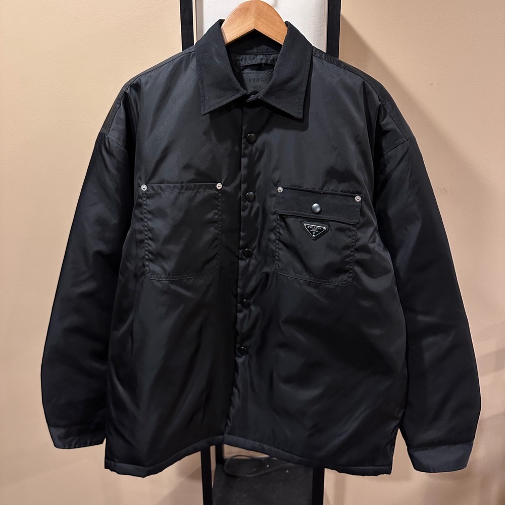 Prada Tech Re-Nylon Padded Cargo Pocket Black Jacket
